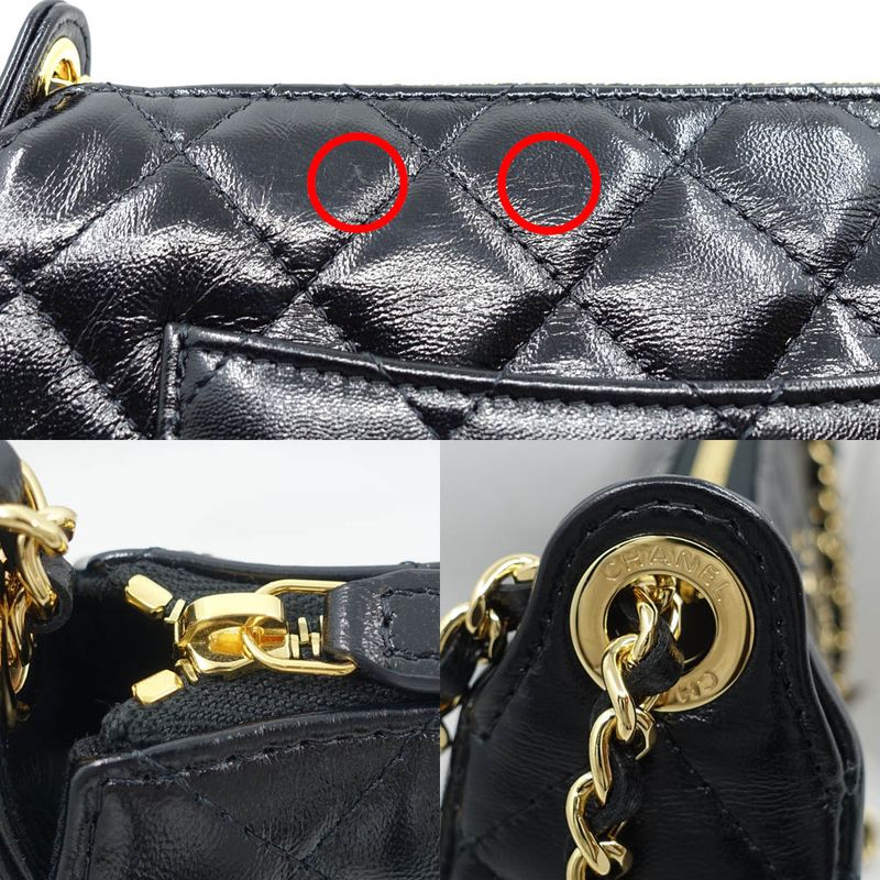 Chanel Chain Clutch 2-Way Bag Hand Shoulder Leather Black — view 8