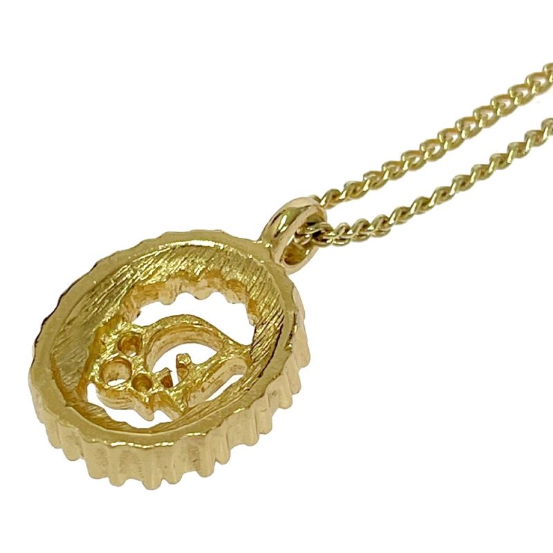 Christian Dior GP Rhinestone Oval Logo Necklace Gold — view 6