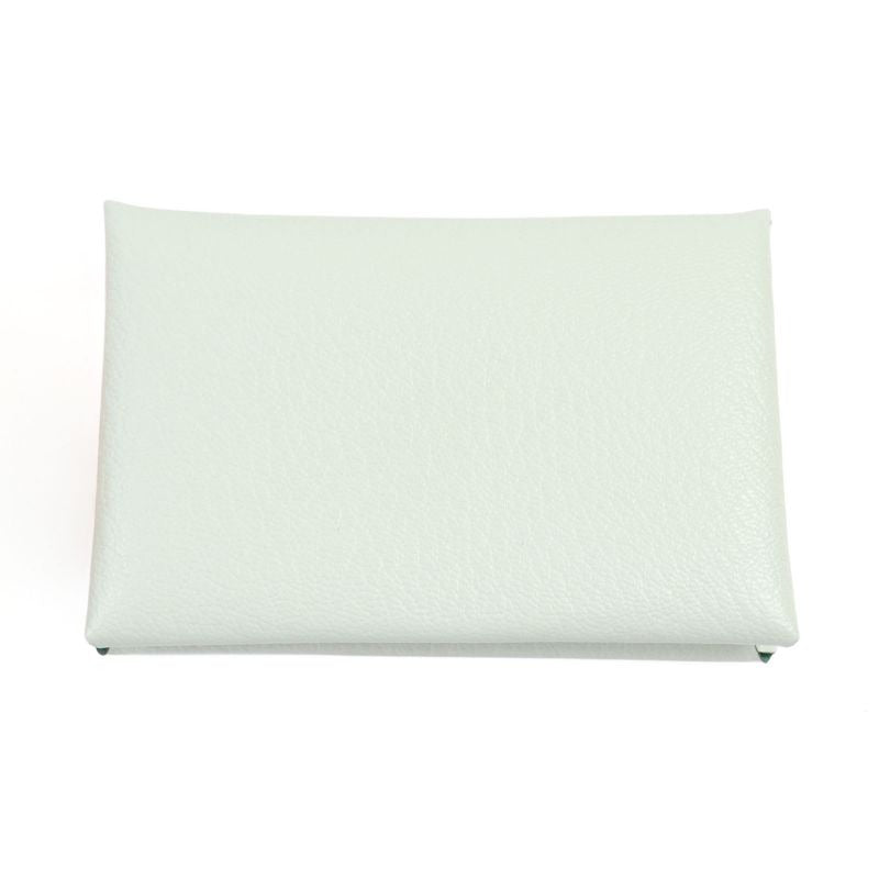 Hermes Calvi Verso Chevre Verre Fizz Mint Coin Case Stamped