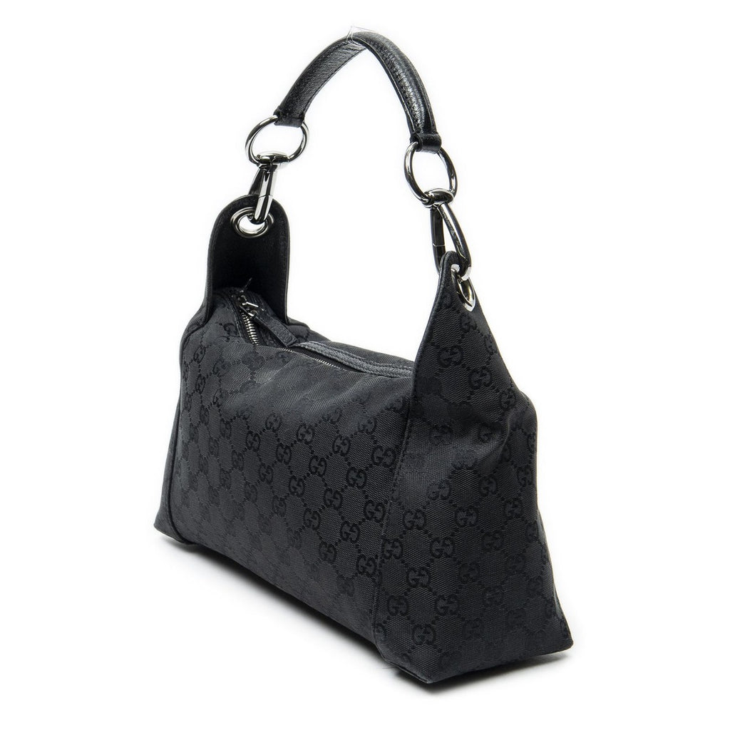 Gucci Shoulder Zip Hobo Black GG Canvas — view 2