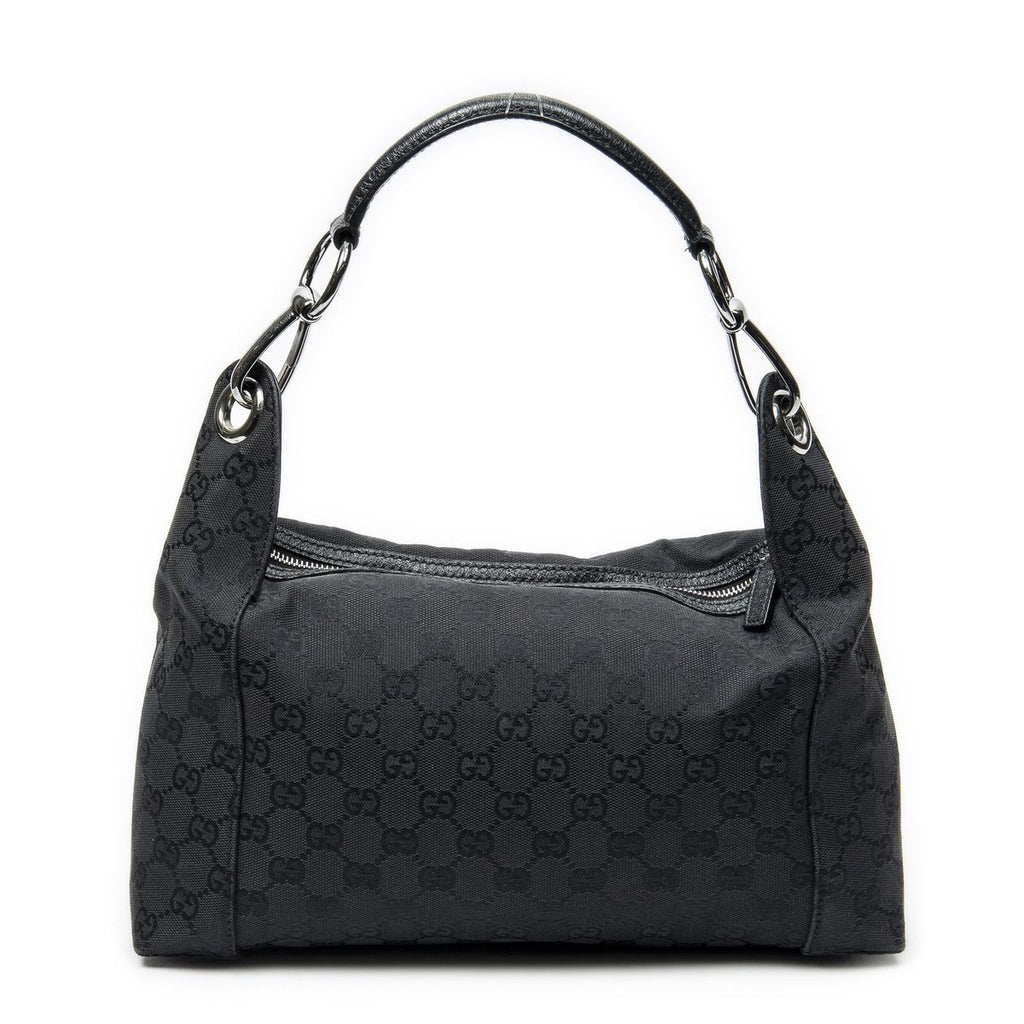 Gucci Shoulder Zip Hobo Black GG Canvas — view 5