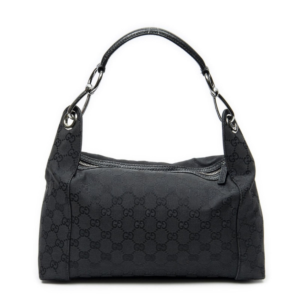 Gucci Shoulder Zip Hobo Black GG Canvas — view 5