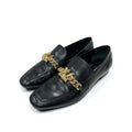Louis Vuitton Upper Case Line Loafers Leather Shoes Black Gold Chain