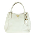 Prada Vittero Dino White Gold Hardware Leather Bn2534 Tote Handbag
