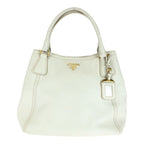 Prada Vittero Dino White Gold Hardware Leather Bn2534 Tote Handbag