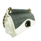 Chanel Shoulder Bag 2.55 Choco Bar Lambskin White Black Gold — view 2
