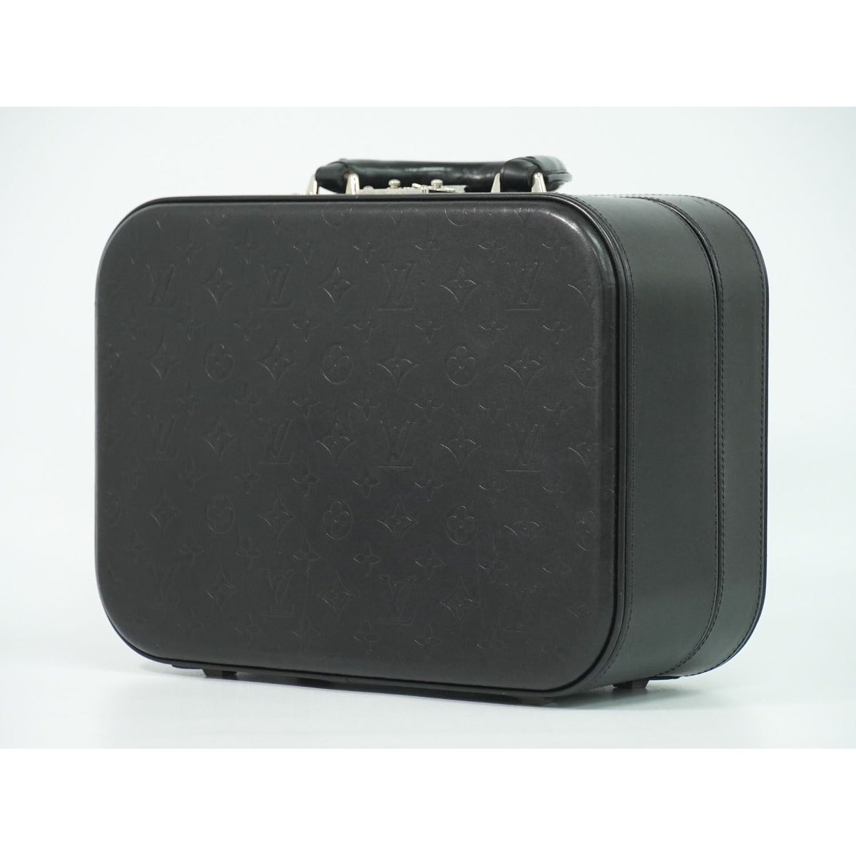 Louis Vuitton LV Valisette MM Monogram Glace Trunk Handbag Noir Black — view 2