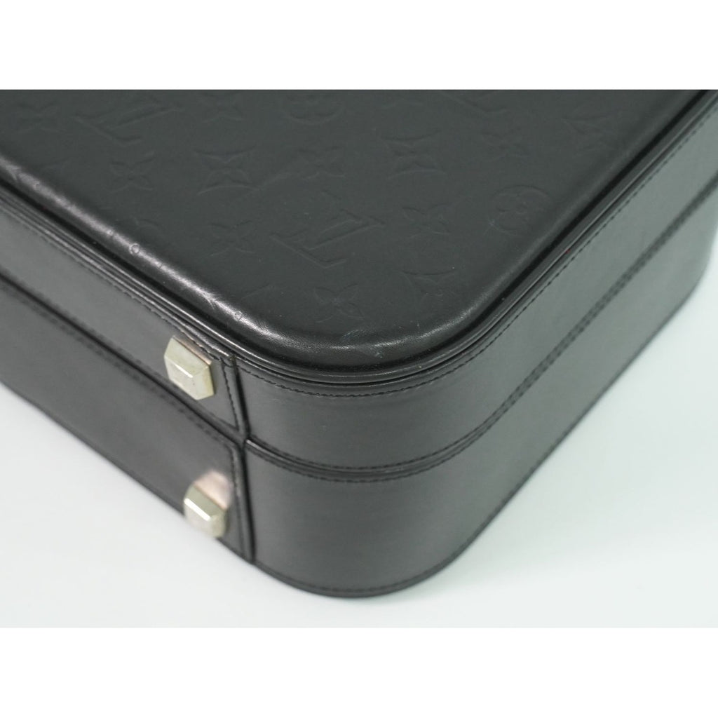 Louis Vuitton LV Valisette MM Monogram Glace Trunk Handbag Noir Black — view 4