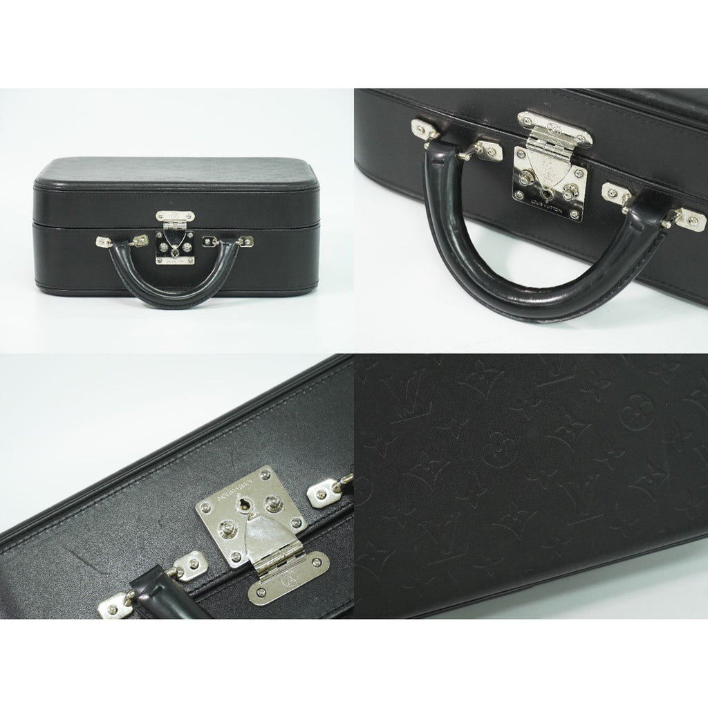 Louis Vuitton LV Valisette MM Monogram Glace Trunk Handbag Noir Black — view 6