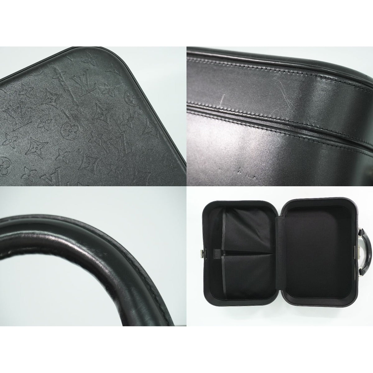 Louis Vuitton LV Valisette MM Monogram Glace Trunk Handbag Noir Black — view 7