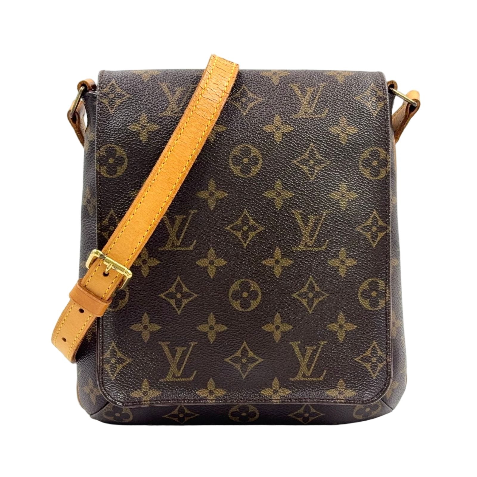 Louis Vuitton Musette Salsa Short Strap Monogram Leather Brown Shoulder Bag Gold