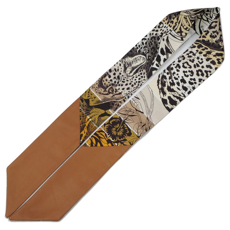 Hermes Twilly-jungle Love Rainbow Silk Leather Sheepskin Scarf Accessory — view 3