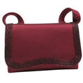 Chanel Party Bag Satin And Rhinestone Bordeaux Shoulder