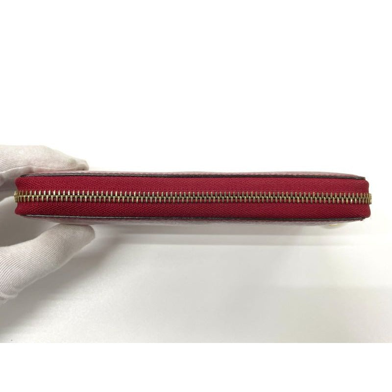 Gucci Leather Round Zip Wallet Long Red — view 2