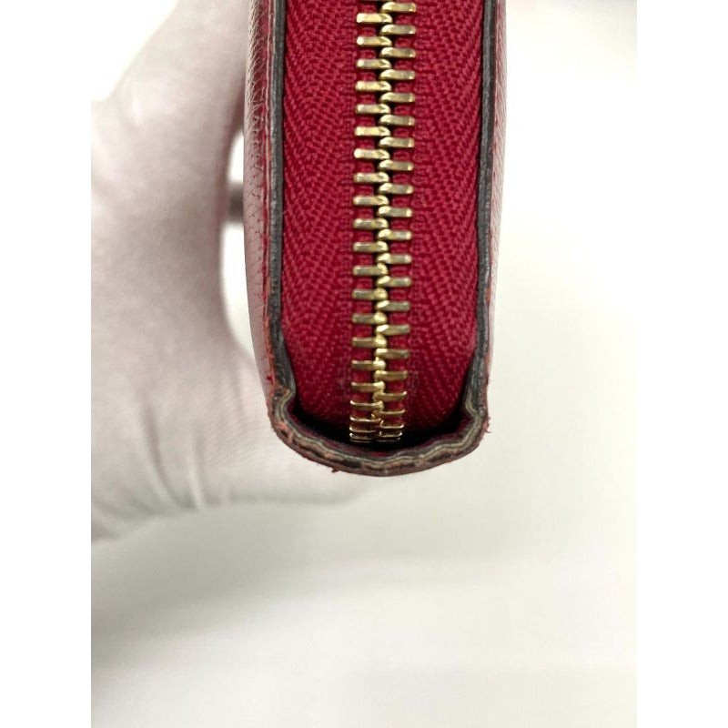 Gucci Leather Round Zip Wallet Long Red — view 3