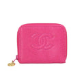 Chanel Caviar Leather Coin Purse Pink CC Logo Gold