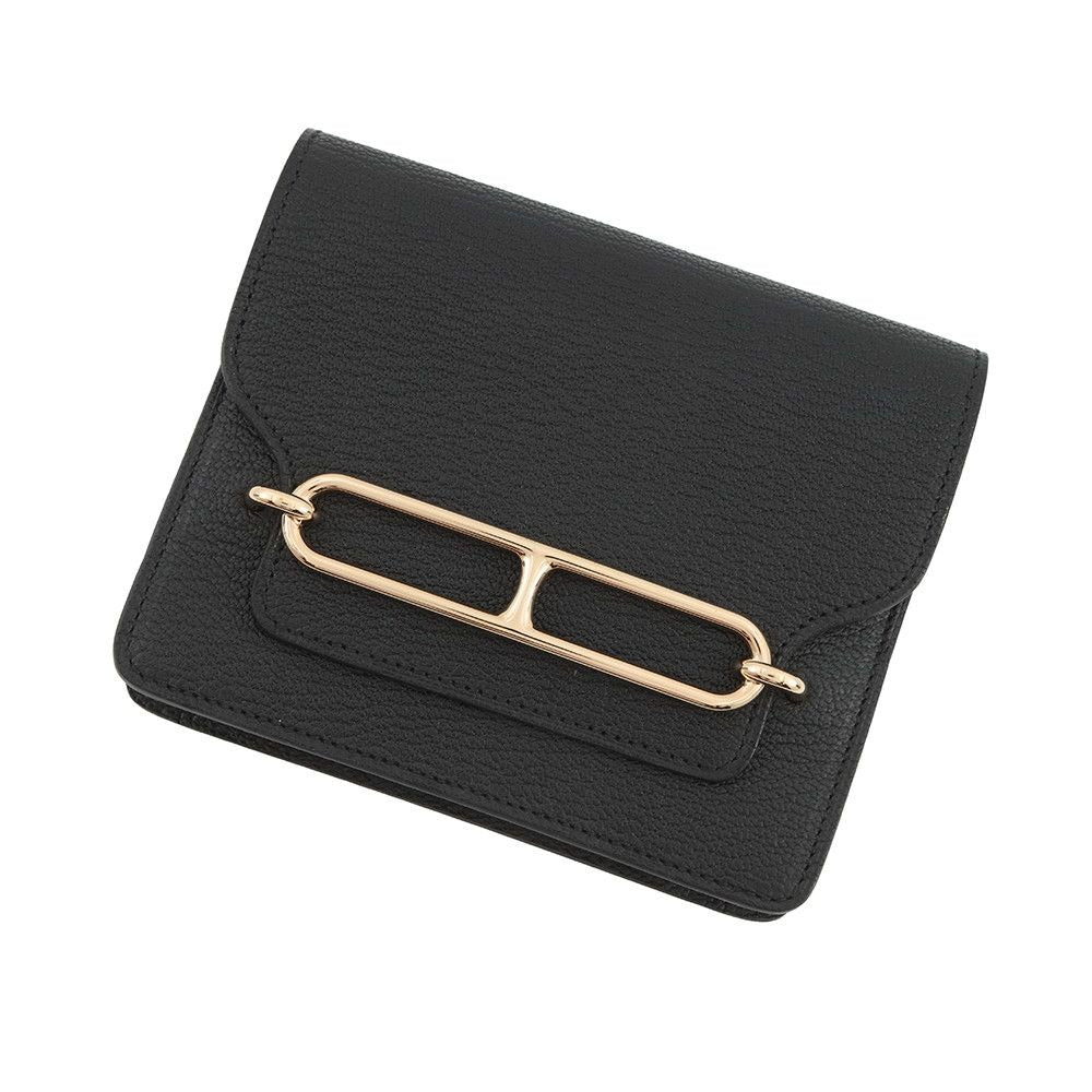 Hermes Wallet Roulis Slim Black Gold Chevre Misor