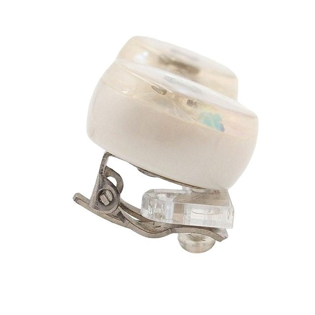 Chanel Round White Plastic CC Logo Costume Earrings — view 2