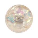 Chanel Round White Plastic CC Logo Costume Earrings — view 4