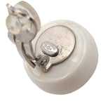 Chanel Round White Plastic CC Logo Costume Earrings — view 5