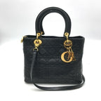 Dior Lady 2-Way Cannage Hand Bag Black