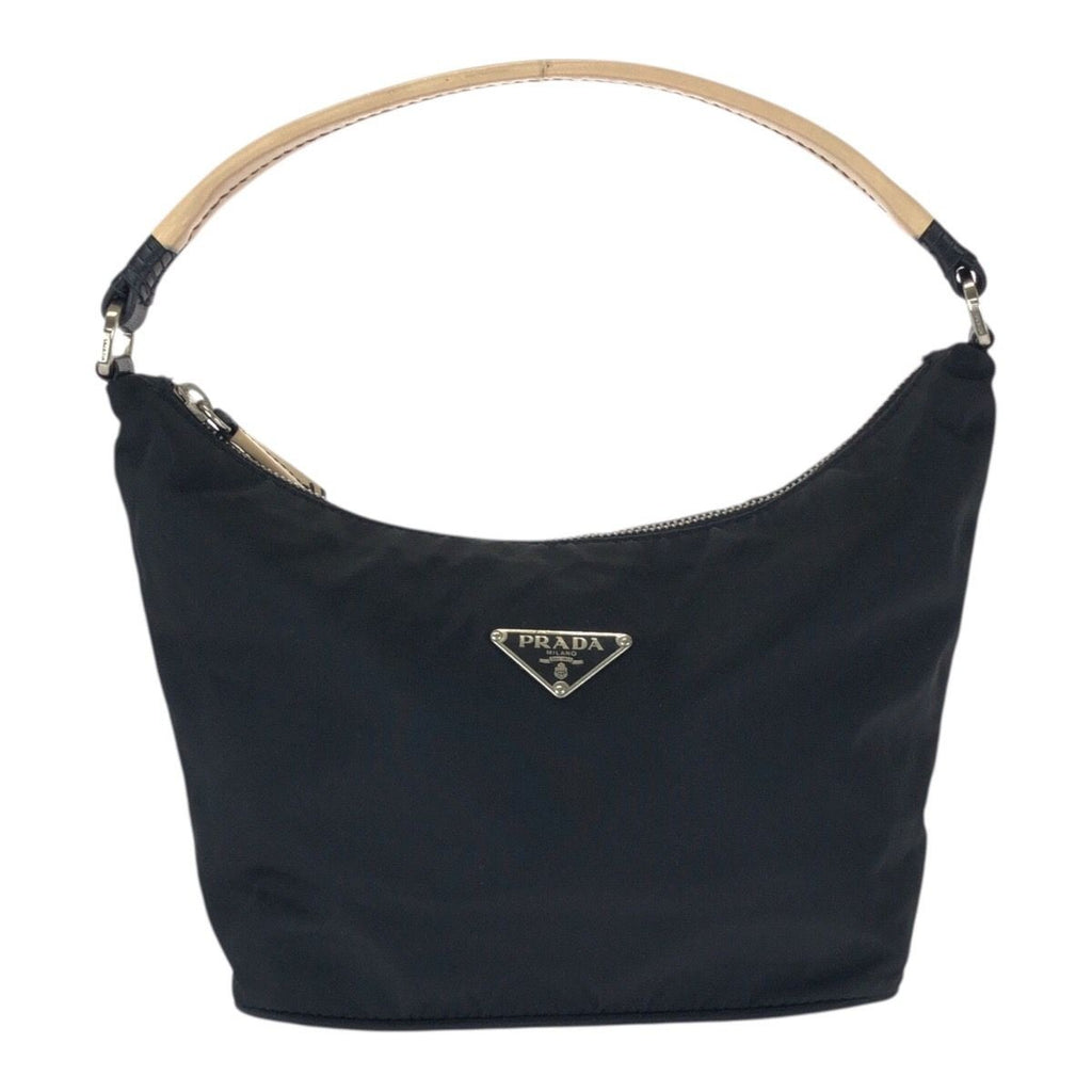 Prada Tessuto Black Silver Nylon Handbag