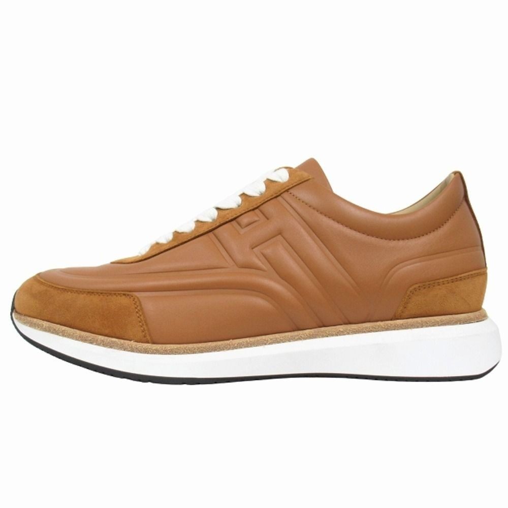 Hermes Easy Leather Sneakers Shoes Calfskin Shepple Velour Logo
