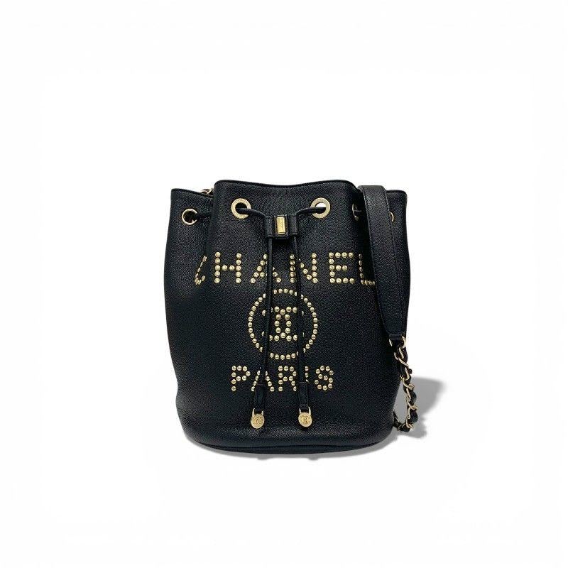 Chanel Deauville Tote Caviar Black Gold
