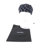 Chanel 19C CC Logo Plaid Tweed Beret Hat Black White — view 2