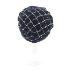 Chanel 19C CC Logo Plaid Tweed Beret Hat Black White — view 4