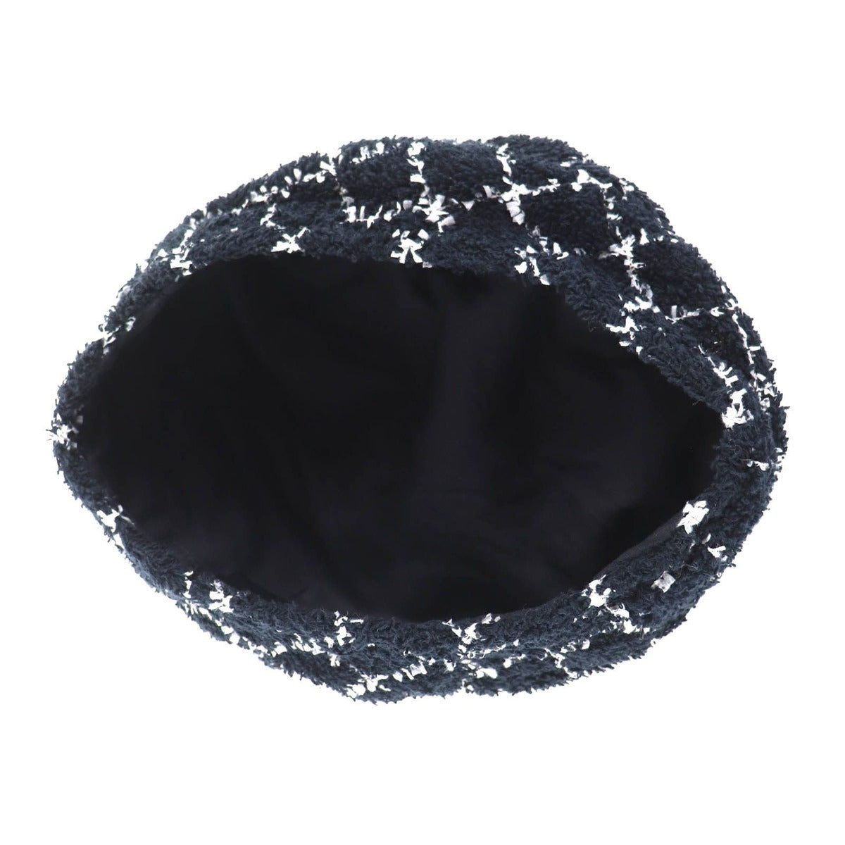 Chanel 19C CC Logo Plaid Tweed Beret Hat Black White — view 5