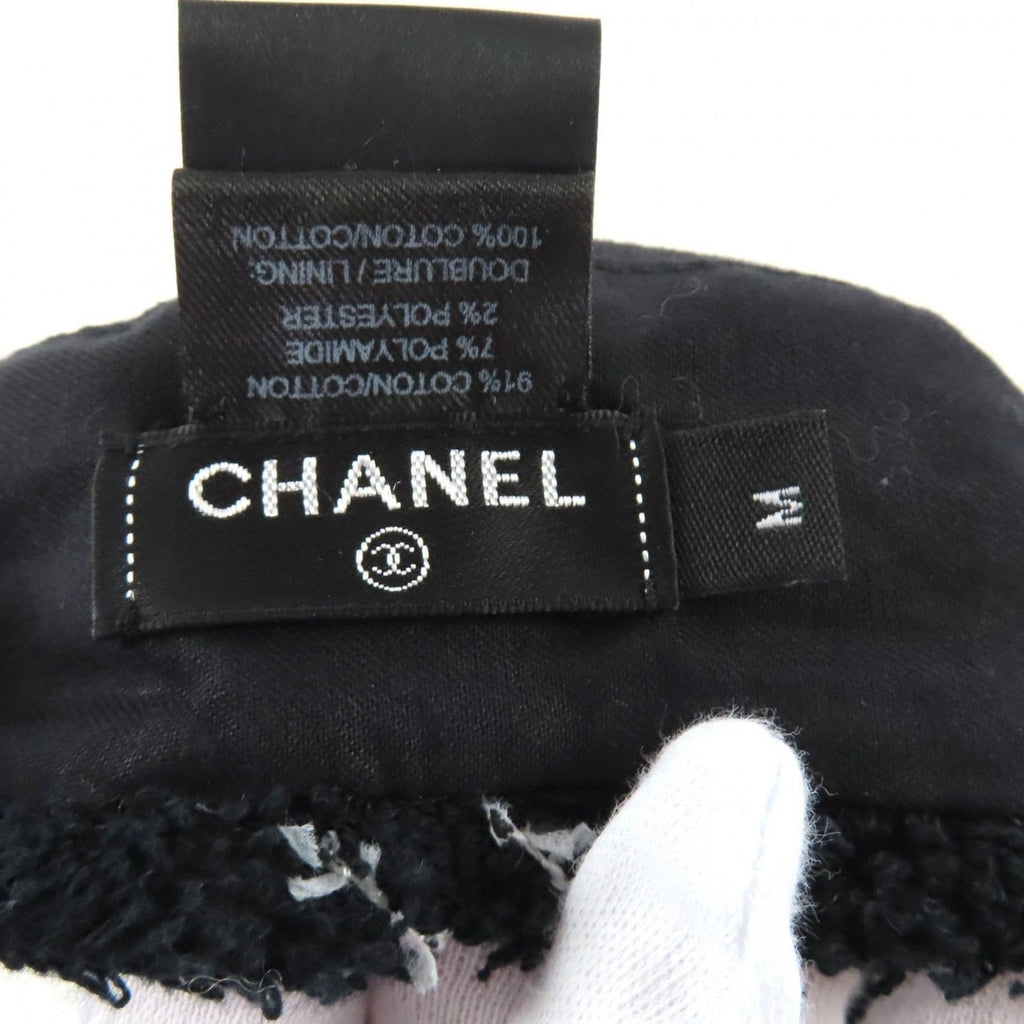 Chanel 19C CC Logo Plaid Tweed Beret Hat Black White — view 7
