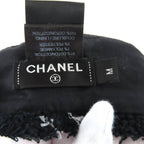 Chanel 19C CC Logo Plaid Tweed Beret Hat Black White — view 7