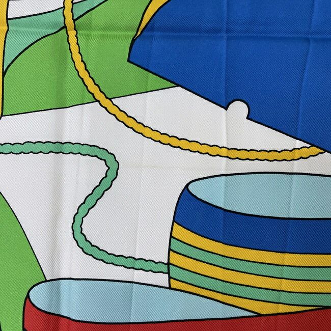 Hermes Scarf Carre 90 Green Blue White Thalass — view 8