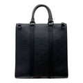 Louis Vuitton Monogram Sac Plat Cloth Handbag Taurillon Leather Black