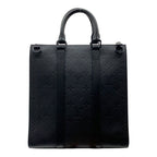 Louis Vuitton Monogram Sac Plat Cloth Handbag Taurillon Leather Black