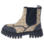 Gucci GG Canvas Leather Shackle Side Gore Boots