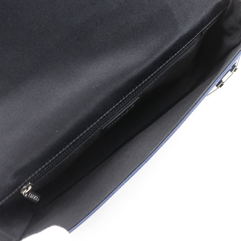 Chanel Chocobar Chain Shoulder Satin Blue Bag — view 8