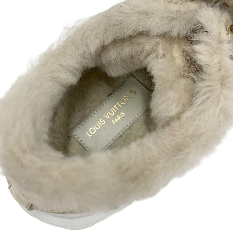 Louis Vuitton Time Out Line Monogram Sneakers Shoes Suede Leather Mouton Beige — view 7