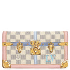 Louis Vuitton Chain Wallet Pochette Weekend Summer Trunk Leather Damier Azur