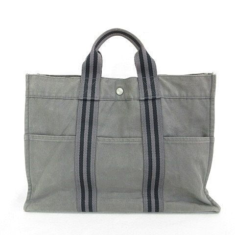 Hermes Fourre Tout MM Tote Cotton Canvas Gray