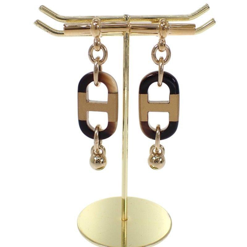 Hermes Sur Mer PM Earrings Metal Buffalo Horn Brown Gold