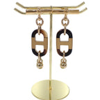Hermes Sur Mer PM Earrings Metal Buffalo Horn Brown Gold
