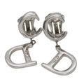 Christian Dior Earrings Swing Metal Silver CD Logo Accessory Plated