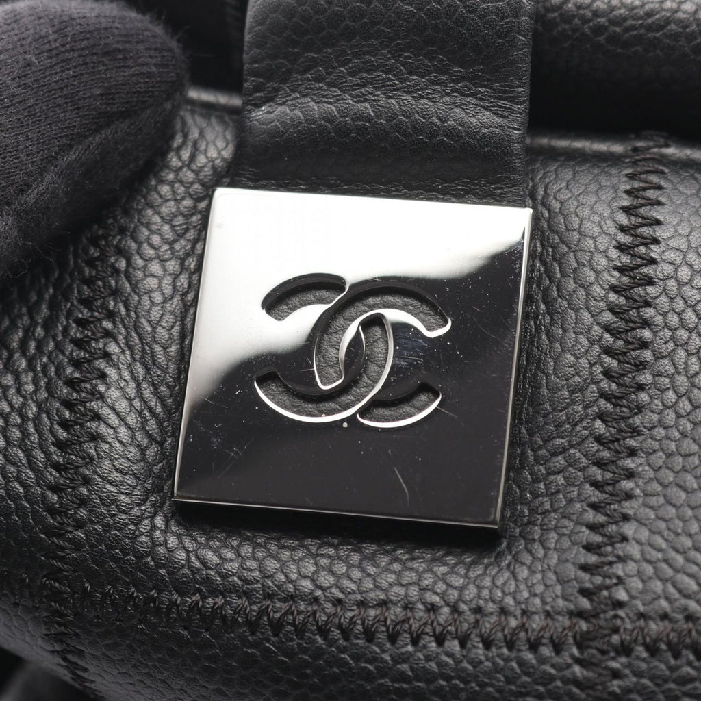 Chanel Choco Bar Black Leather Calf Boston Bag — view 8