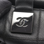 Chanel Choco Bar Black Leather Calf Boston Bag — view 8