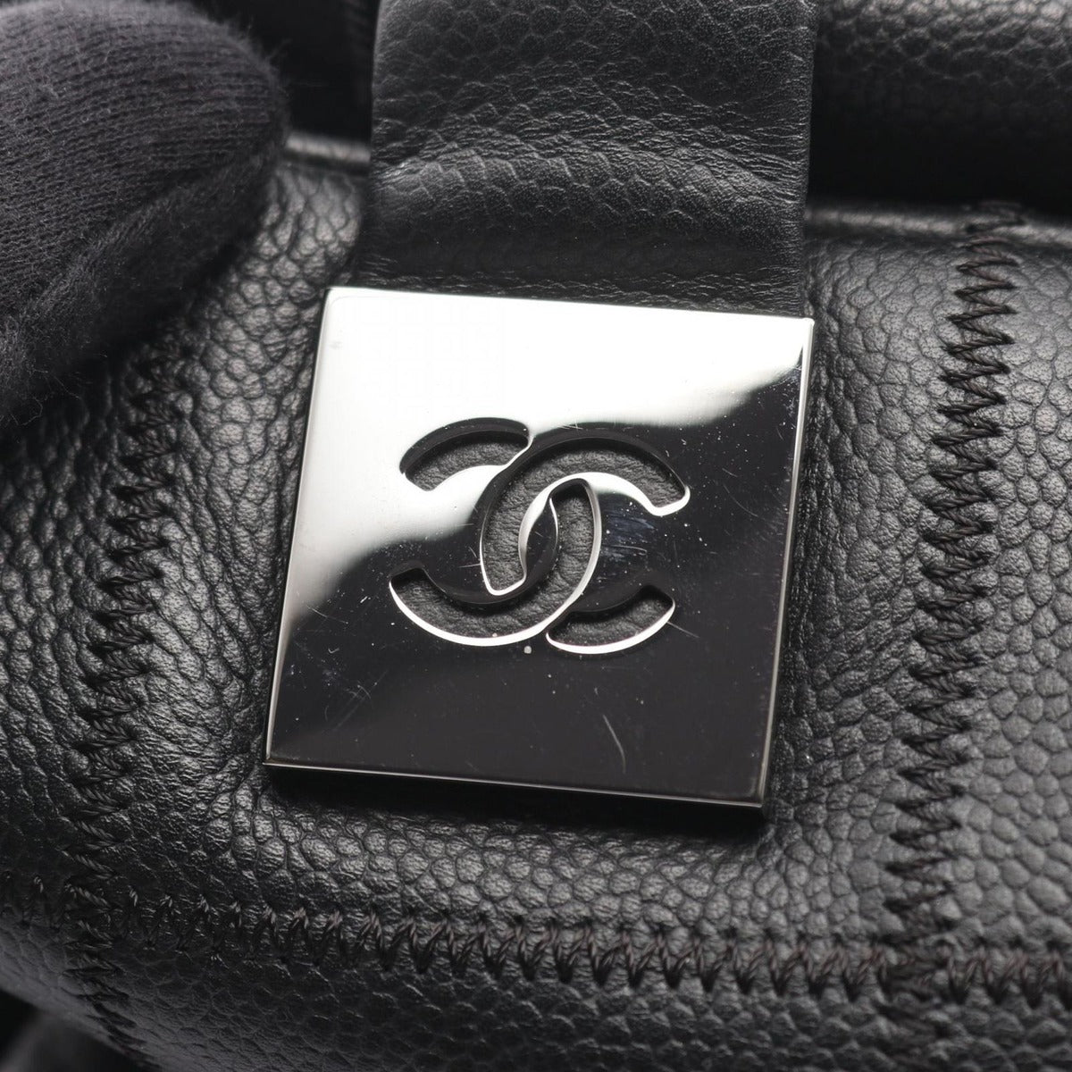 Chanel Choco Bar Black Leather Calf Boston Bag — view 8