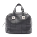 Chanel Choco Bar Black Leather Calf Boston Bag