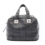 Chanel Choco Bar Black Leather Calf Boston Bag