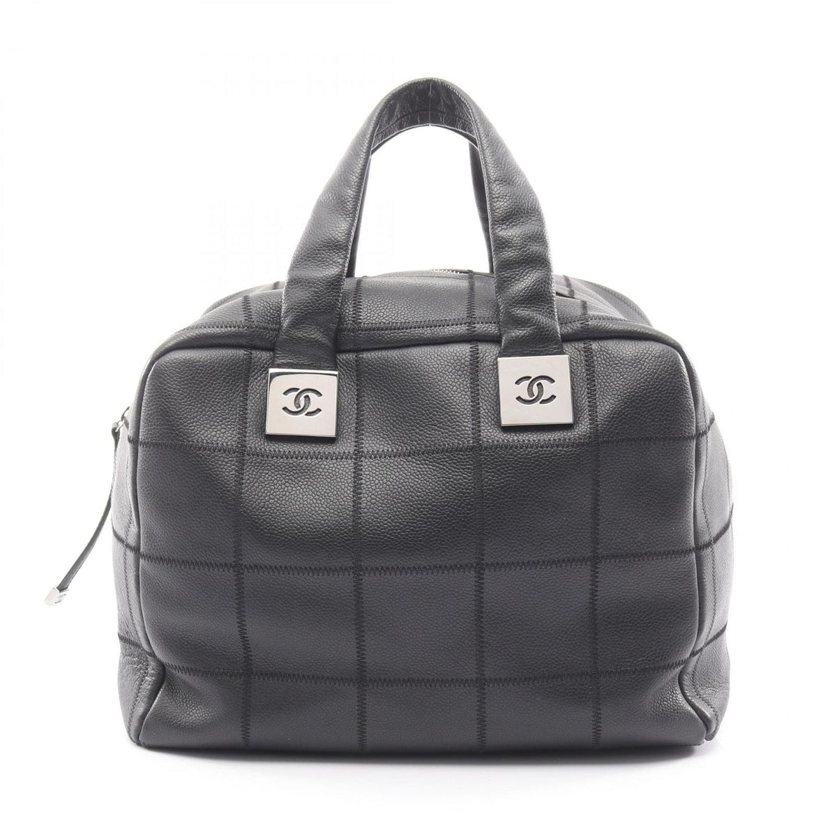 Chanel Choco Bar Black Leather Calf Boston Bag